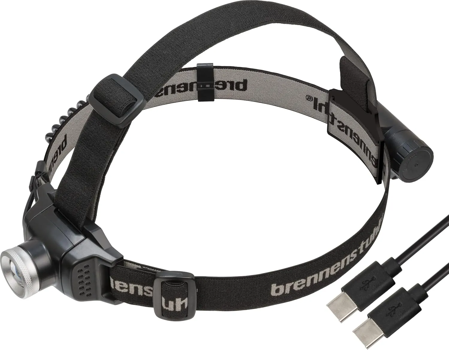 LuxPremium Rechargeable LED Head Torcht KL 251 AF/LED Headlamp with Rear red Light (250lm, IP44, CREE-LED, max. Lighting Duration 40h, incl. USB C Cable) Black