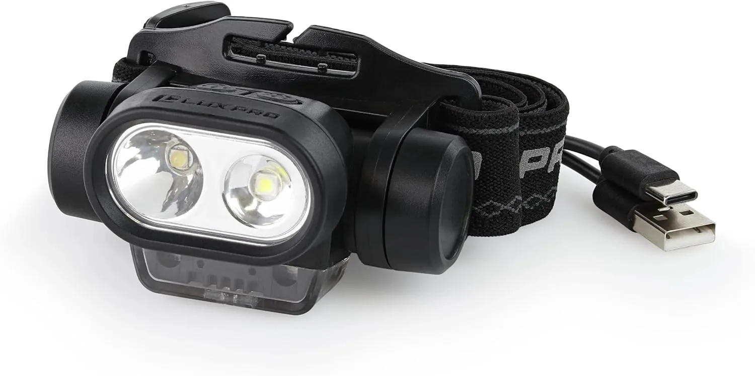 LUXPRO XP748 Pro Series Rechargeable Waterproof LED Headlamp - 650 Lumens - Waterproof, Bright Headlamp for Hiking, Camping & More - Rechargeable Headlight Lamp