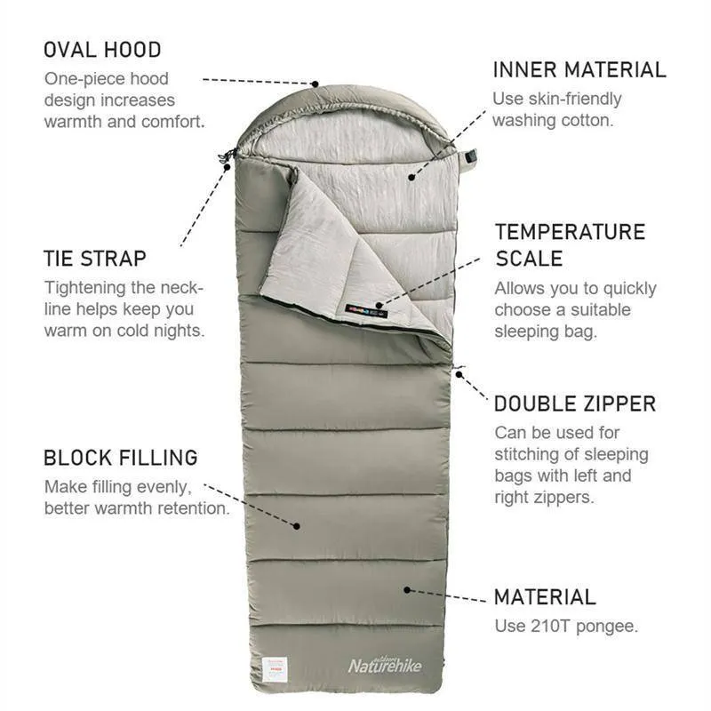 M180/400 Pongee Cotton Camping Sleeping Bag