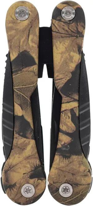 Mad Man 32552 Camoflauge Design, 14 Multi-Function Tool 6.25 x 5.25 x 1 Inches, Durable Stainless Steel Foldable Pocket Army Knife, Needle Nose & Standard Plier Multi Tool, Camo & Black