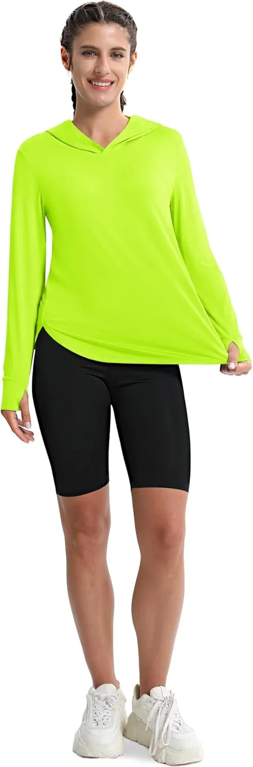 MAGCOMSEN Women's UPF 80  Quick Dry Sun Protection Hoodie Lightweight SPF Long Sleeve Rashguard with Thumb Hole