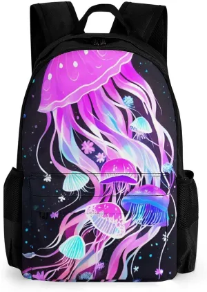 Magic Flowers Ocean The Jellyfish Pattern Daypack Polyester Anti-Theft Multipurpose Bookbag Big Capacity Gym Outdoor Hiking Backpack With Adjustable Shoulder Straps