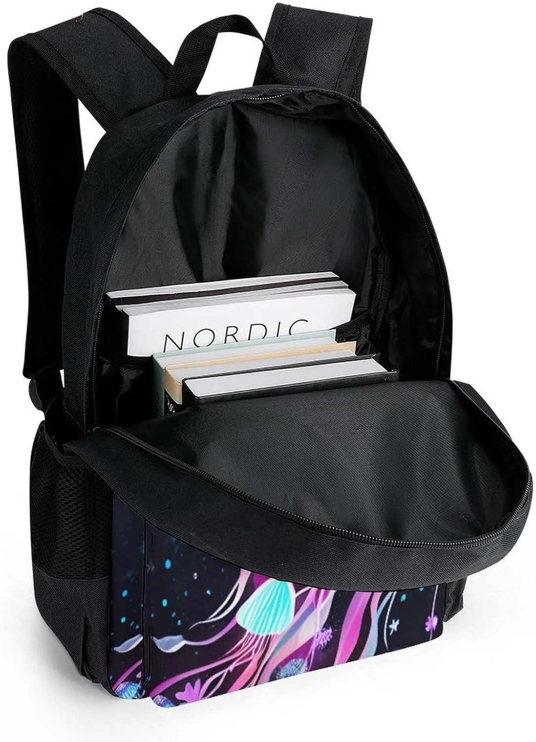 Magic Flowers Ocean The Jellyfish Pattern Daypack Polyester Anti-Theft Multipurpose Bookbag Big Capacity Gym Outdoor Hiking Backpack With Adjustable Shoulder Straps