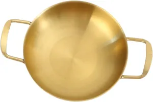 MAGICLULU Mini Stainless Steel Seafood Pan Golden Cookware for Home Canteen Outdoor Cooking Dishwasher with Stay Cool Handles Versatile Dry Pot for Everyday Use