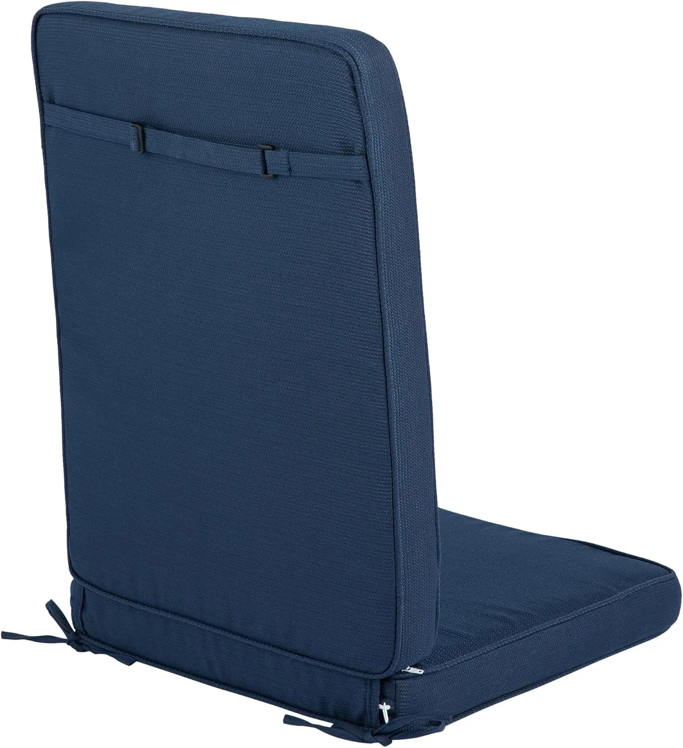 Magpie Fabrics Outdoor/Indoor High Back Square Corner Chair Cushion with Handle & Ties, Waterproof for Home Garden Balcony Patio Beach Swimming Pool, 45"x20"x3", Navy