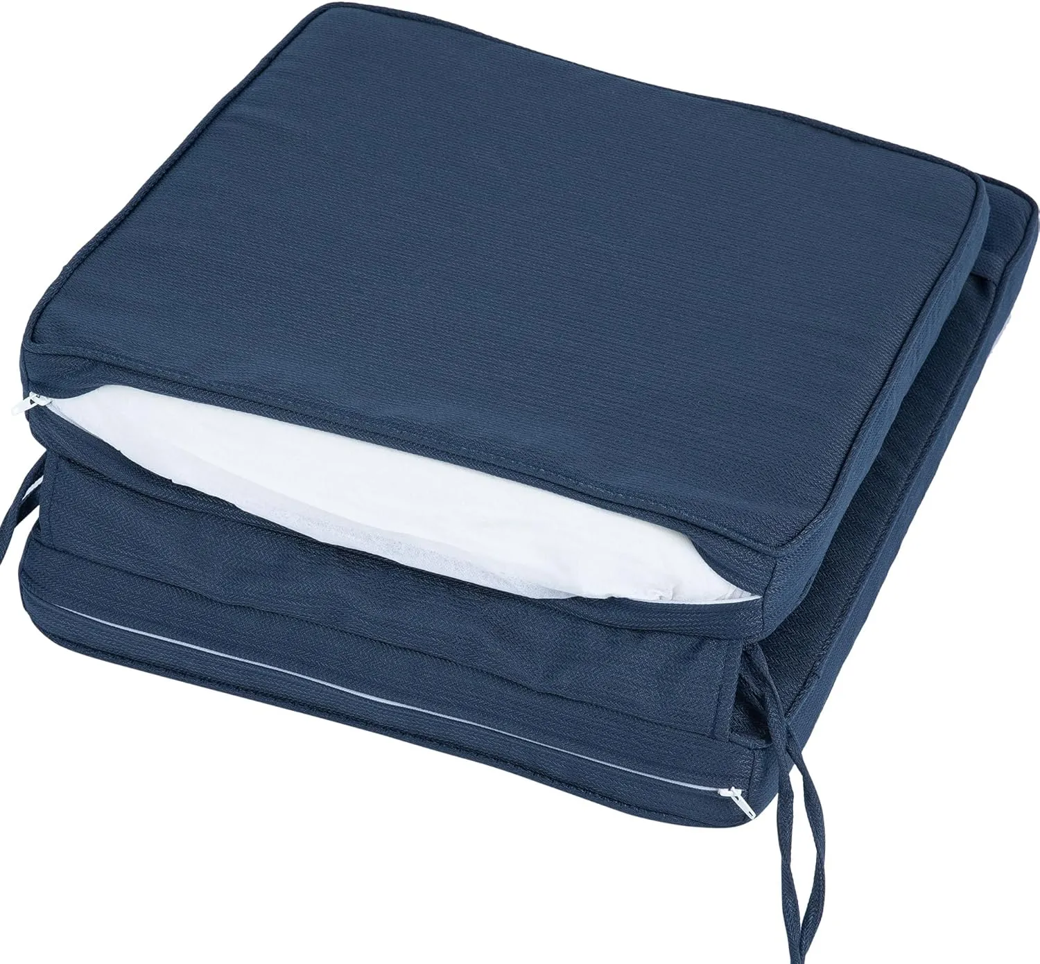 Magpie Fabrics Outdoor/Indoor High Back Square Corner Chair Cushion with Handle & Ties, Waterproof for Home Garden Balcony Patio Beach Swimming Pool, 45"x20"x3", Navy