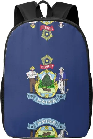Maine State Flag Print Lightweight Laptop Backpack-Personal Item Travel Bag,Travel Backpack Carry On Flight Approved