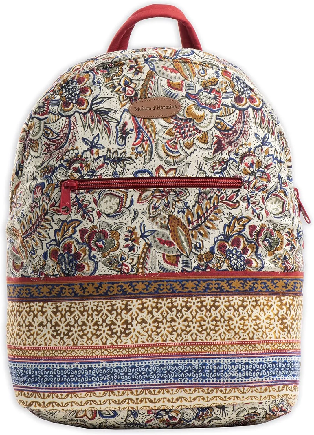 Maison d' Hermine Backpack Cotton Shoulder Backpack with Small Pouch Lightweight Bag for Travel Work Beach Perfect for Women & Men (Jaipur)