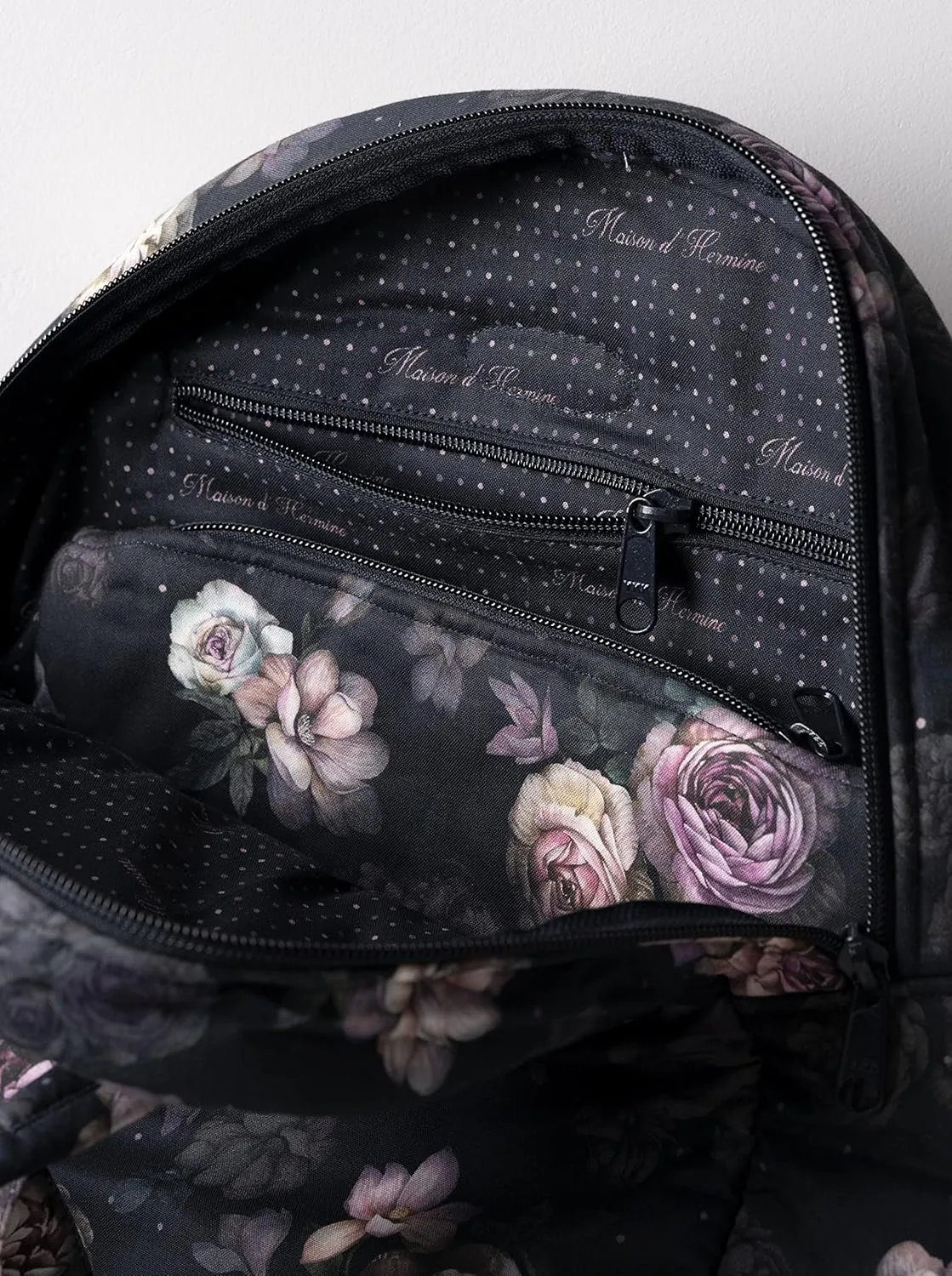 Maison d' Hermine Backpack Cotton Shoulder Backpack with Small Pouch Lightweight Bag for Travel Work Beach Perfect for Women & Men (Moody Florals)