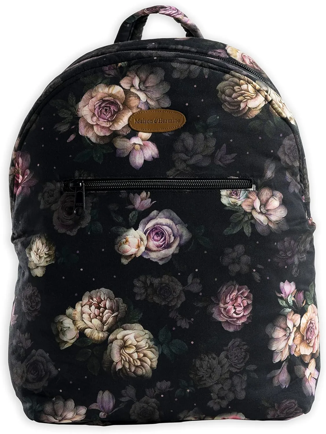 Maison d' Hermine Backpack Cotton Shoulder Backpack with Small Pouch Lightweight Bag for Travel Work Beach Perfect for Women & Men (Moody Florals)