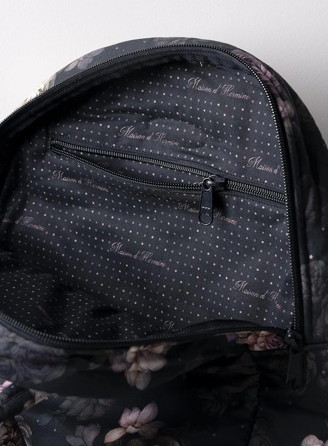 Maison d' Hermine Backpack Cotton Shoulder Backpack with Small Pouch Lightweight Bag for Travel Work Beach Perfect for Women & Men (Moody Florals)