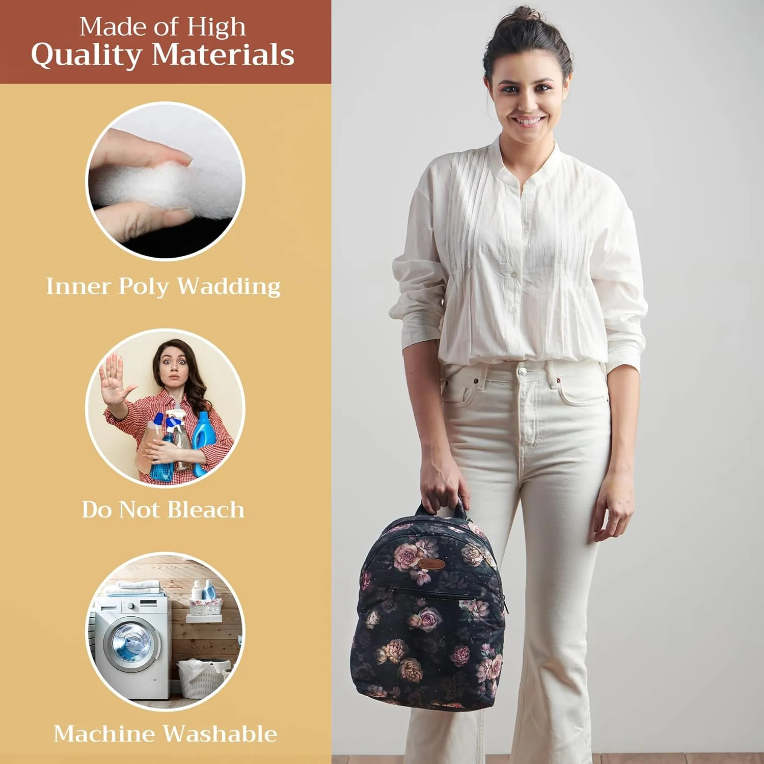 Maison d' Hermine Backpack Cotton Shoulder Backpack with Small Pouch Lightweight Bag for Travel Work Beach Perfect for Women & Men (Moody Florals)