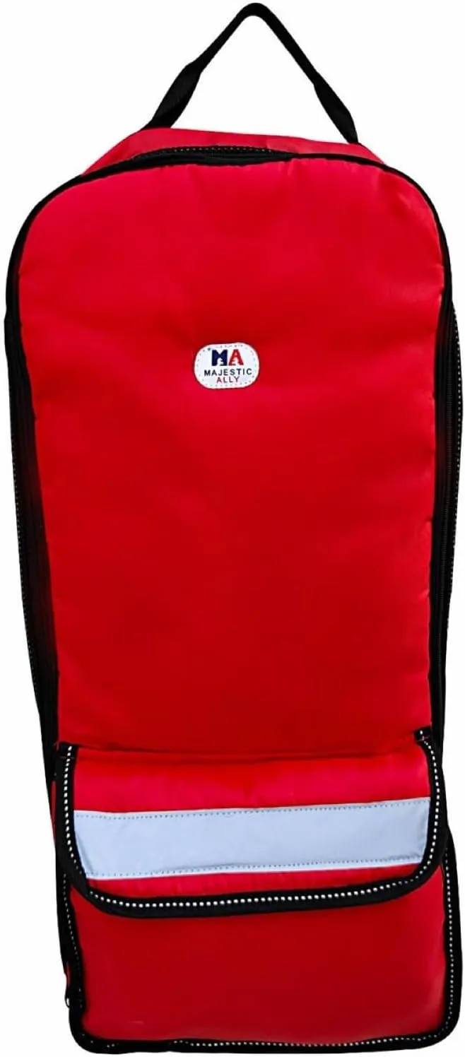 Majestic Ally Halter Bridle Carry Bag - Reflective, Padded with Front Large Pocket Tack Carry Bag to Keep Horse Tack Clean and Safe (Red)