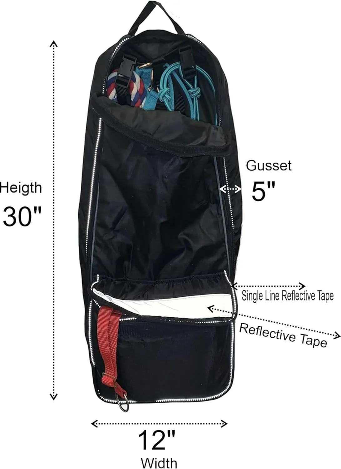 Majestic Ally Halter Bridle Carry Bag - Reflective, Padded with Front Large Pocket Tack Carry Bag to Keep Horse Tack Clean and Safe (Red)
