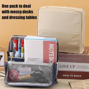 Makeup Bag, Standing Makeup Bag – Portable, Large Capacity Waterproof Makeup Organizer with Compartments Travel Home Use (Black)