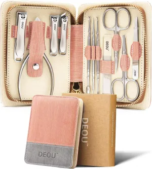 Manicure Sets Nail Clippers Stainless Steel Manicure and Pedicure kit Girls Professional Nail Files and Men's Grooming Scissors Tools for Home Personal Care or Gifts (Pink)