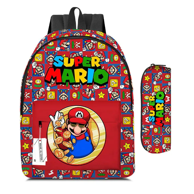 Mario Cartoon Backpack Set with Lunch Bag & Pencil Case