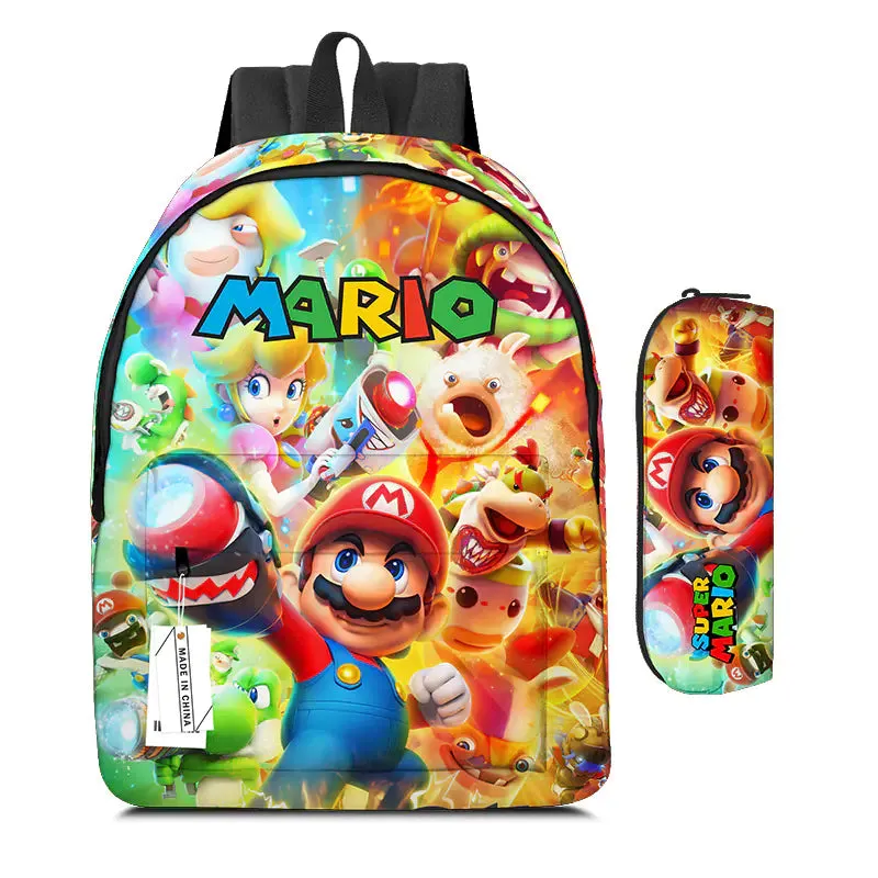 Mario Cartoon Backpack Set with Lunch Bag & Pencil Case