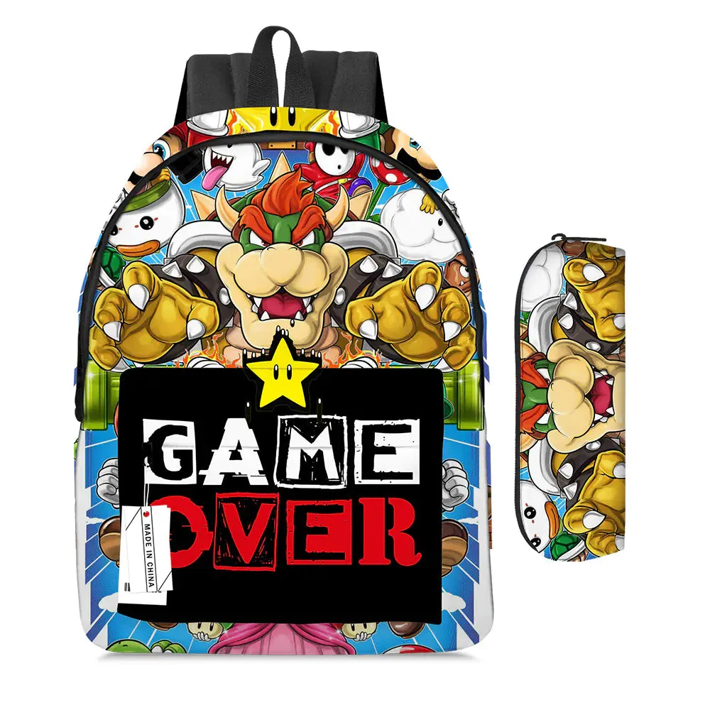 Mario Cartoon Backpack Set with Lunch Bag & Pencil Case