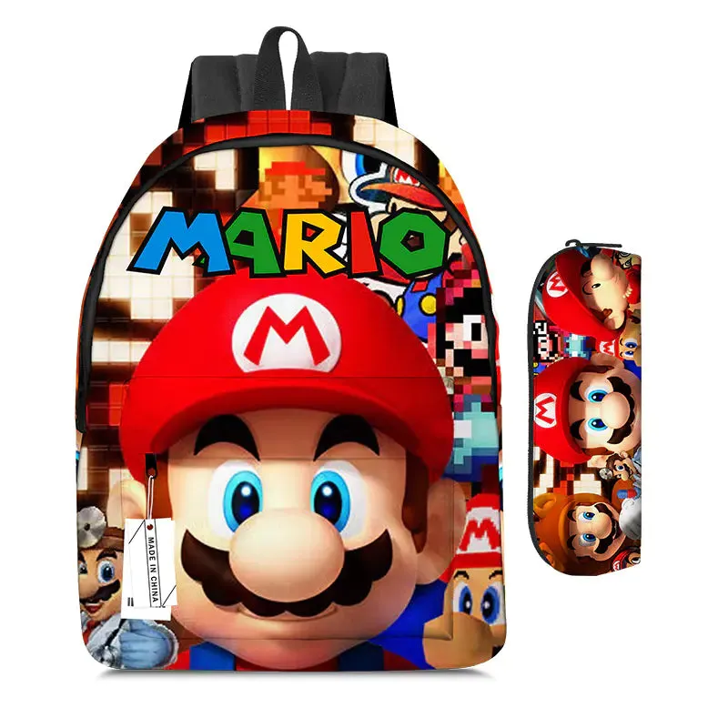 Mario Cartoon Backpack Set with Lunch Bag & Pencil Case