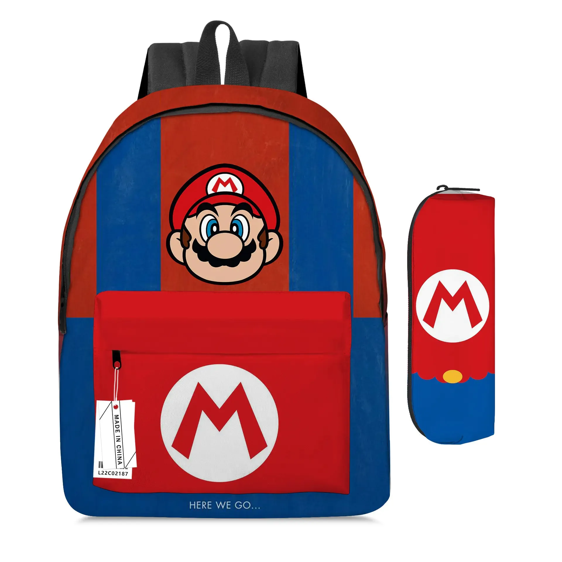 Mario Cartoon Backpack Set with Lunch Bag & Pencil Case