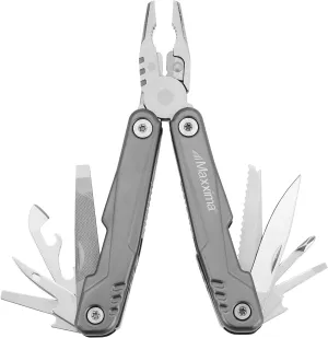 Maxxima 13-in-1 Multi Tool, Full Size Stainless Steel Pliers, Screwdriver, Pocket Knife, Bottle Can Opener Set, Versatile & Professional Compact EDC Tool
