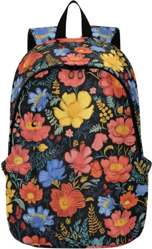MCHIVER Travel Backpack Floral Poppy Flowers Colorful Casual Daypack Backpacks Lightweight Carry on Bag Water Resistant Hiking Backpack for Men Women