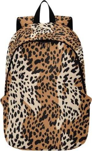 MCHIVER Travel Backpack Funny Black Yellow Leopard Casual Daypack Backpacks Lightweight Carry on Bag Water Resistant Hiking Backpack for Women Men