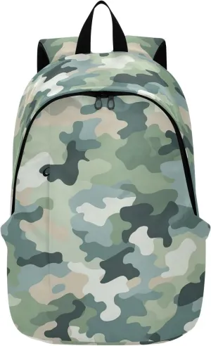 MCHIVER Travel Backpack Green Camo Abstract Casual Daypack Backpacks Lightweight Carry on Bag Water Resistant Hiking Backpack for Men and Women