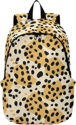 MCHIVER Travel Backpack Leopard Fashion Yellow Casual Daypack Backpacks Lightweight Carry on Bag Water Resistant Hiking Backpack for Men and Women