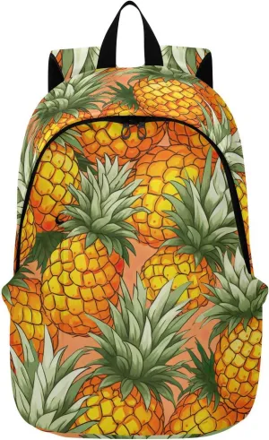 MCHIVER Travel Backpack Yellow Pineapple Casual Daypack Backpacks Lightweight Carry on Bag Water Resistant Hiking Backpack for Men Women
