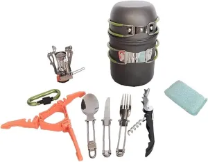 MDybf Camping Cookware Kit Camping Pot Outdoor Cooking Set Mountaineering Backpacking Tableware Utensils Kit Foldable for Travel Hiking Picnic
