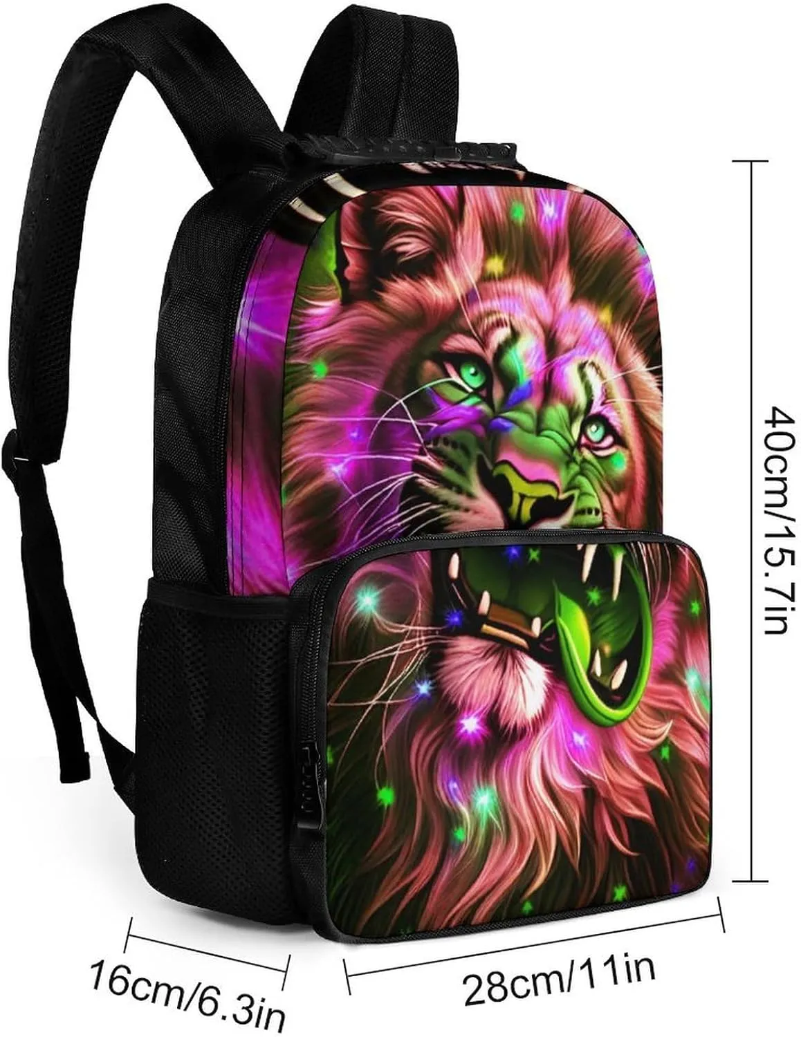 Men & Women Lightweight Lion Howling Art Casual Daypack Large Capacity Bookbag With Adjustable Shoulder Straps for Gym Business Bicycle