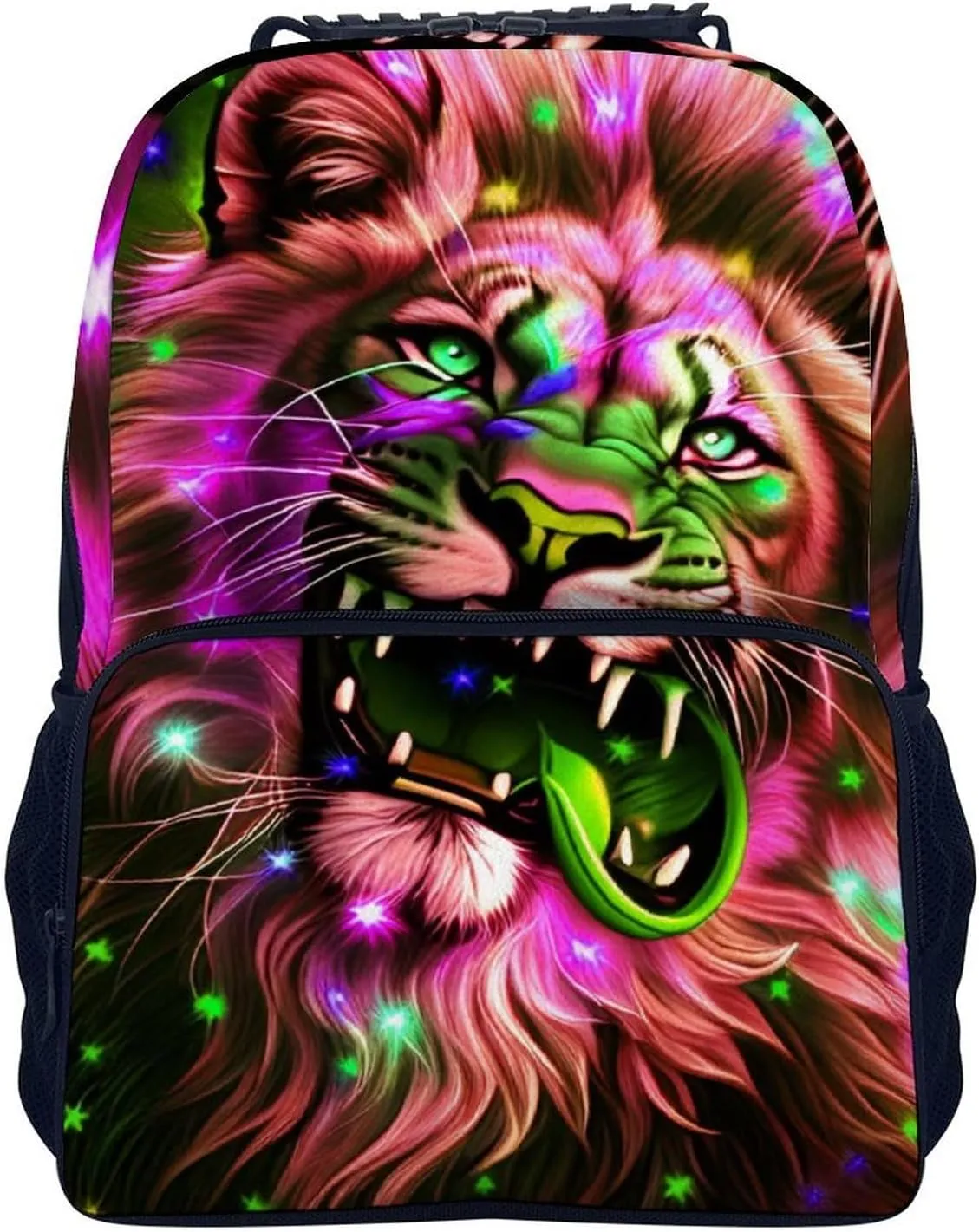 Men & Women Lightweight Lion Howling Art Casual Daypack Large Capacity Bookbag With Adjustable Shoulder Straps for Gym Business Bicycle
