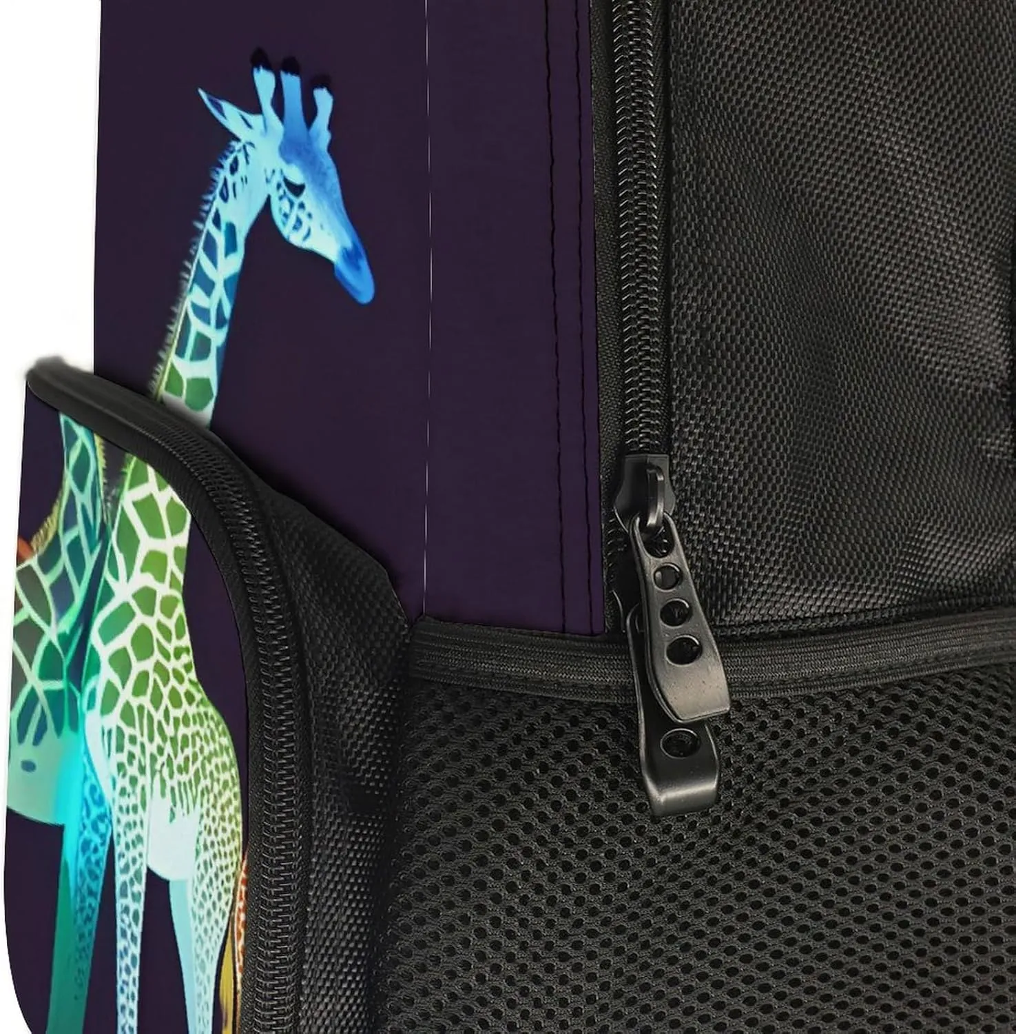 Men & Women Polyester Colorful Giraffe Art Backpack Large Capacity Bookbag With Smooth Zippers for Climbing Picnic Bicycle