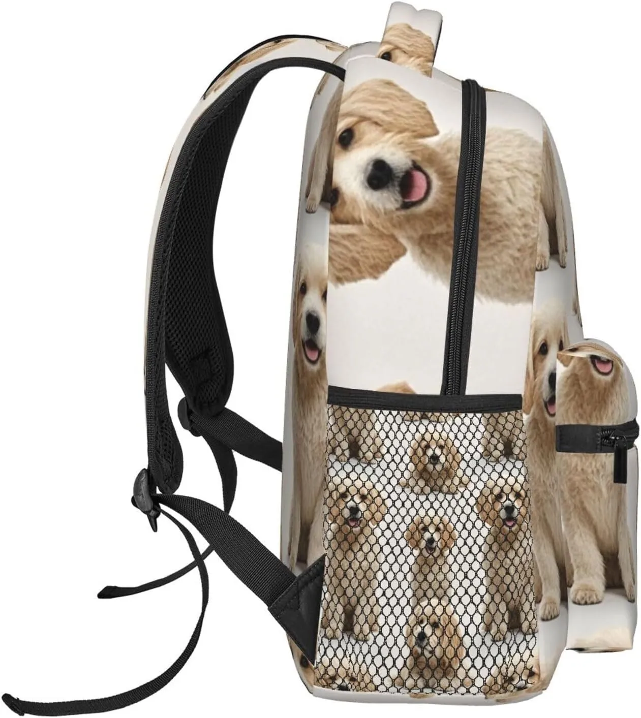 Men & Women Polyester Funny Pet Dogs Art Backpack Large Capacity Bookbag With Smooth Zippers for Climbing Picnic Bicycle