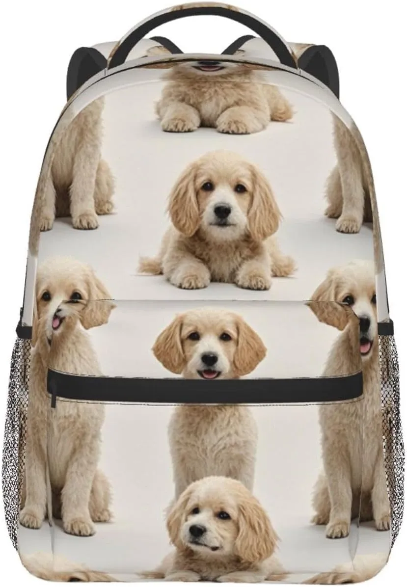 Men & Women Polyester Funny Pet Dogs Art Backpack Large Capacity Bookbag With Smooth Zippers for Climbing Picnic Bicycle