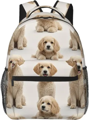 Men & Women Polyester Funny Pet Dogs Art Backpack Large Capacity Bookbag With Smooth Zippers for Climbing Picnic Bicycle