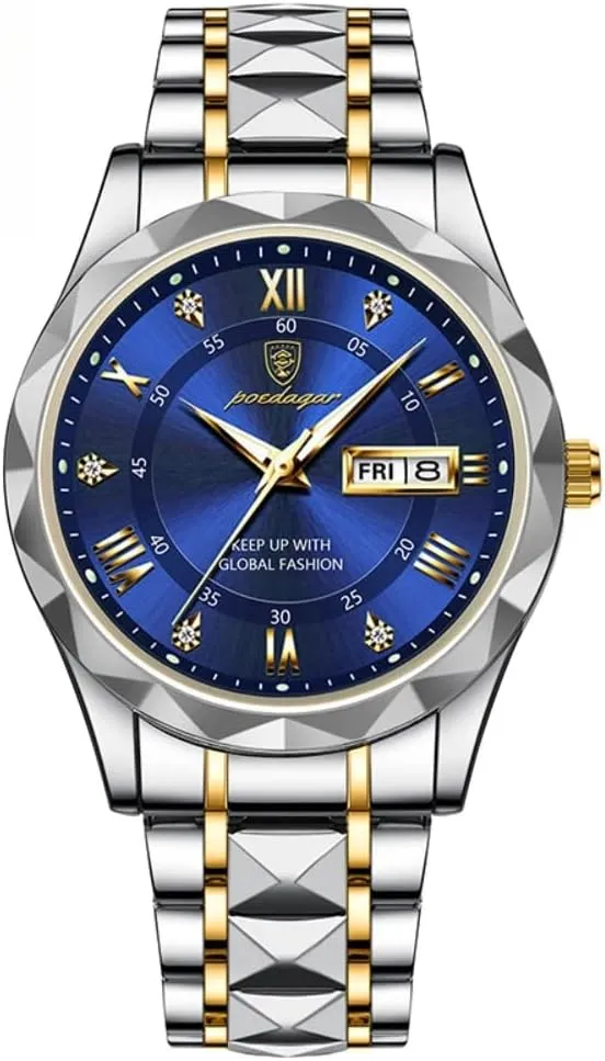 Men Quartz Watch Luxury for Man Sports Business Waterproof Luminous Stainless Steel Week Date Men's Watches Male Clock