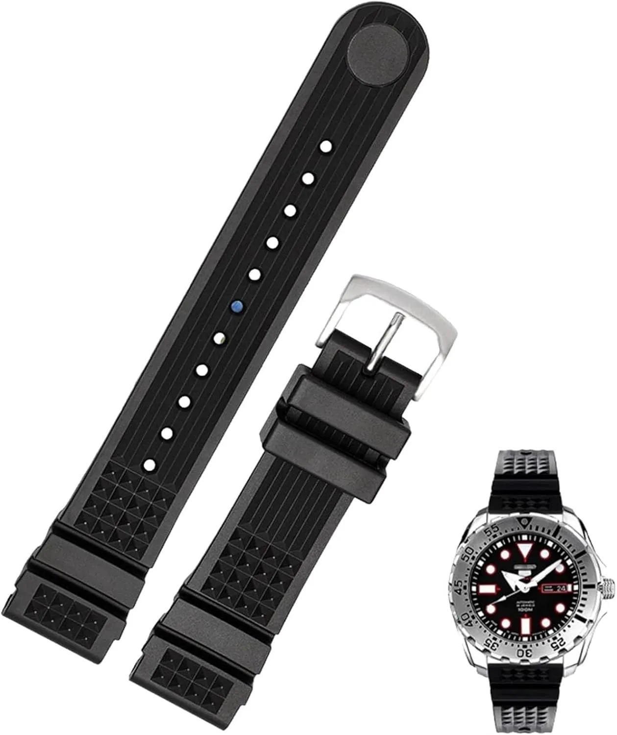 Men Silicone Sport Watch Band For Seiko SRP601J1 Water Ghost Canned Watch Strap Diving Waterproof Bracelet