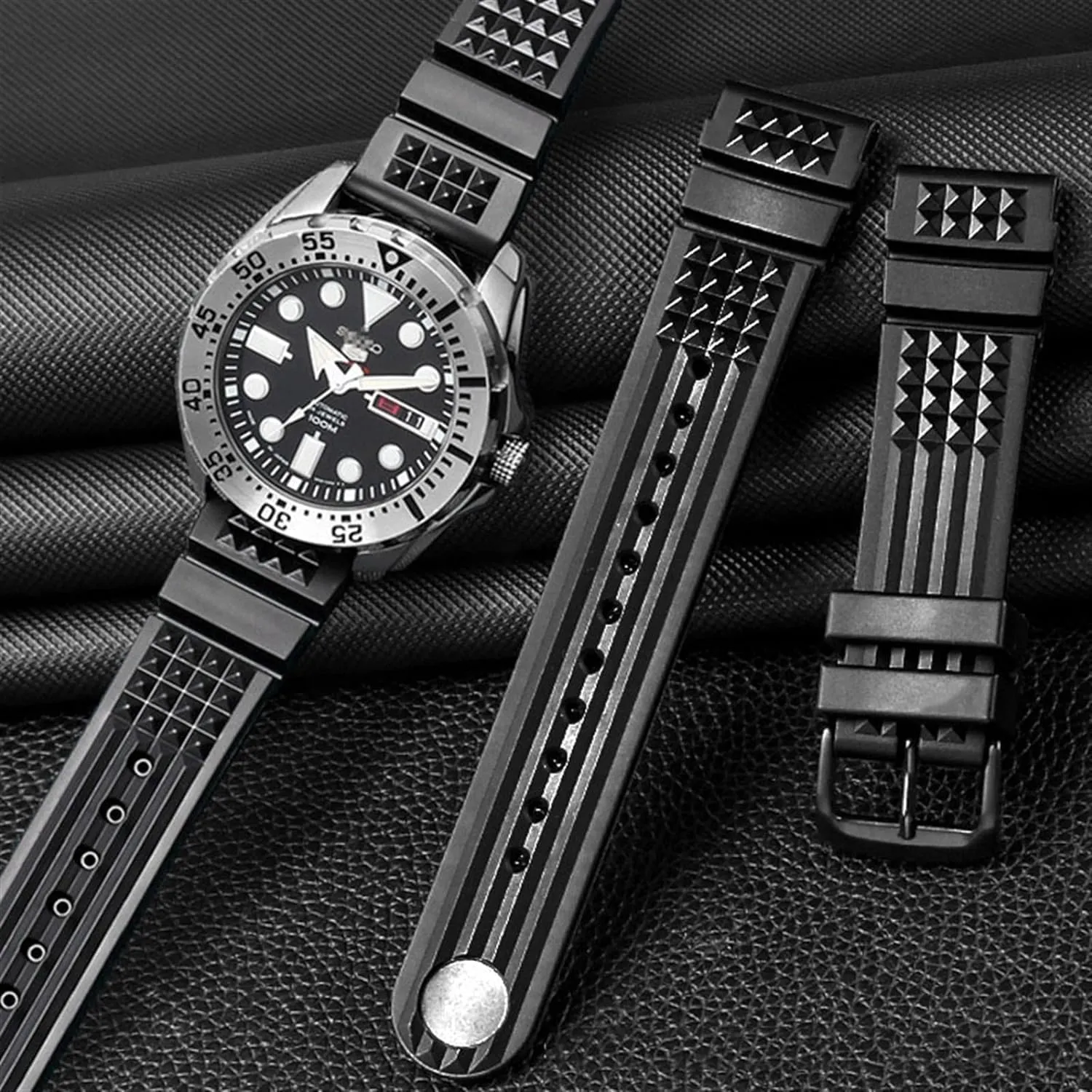 Men Silicone Sport Watch Band For Seiko SRP601J1 Water Ghost Canned Watch Strap Diving Waterproof Bracelet