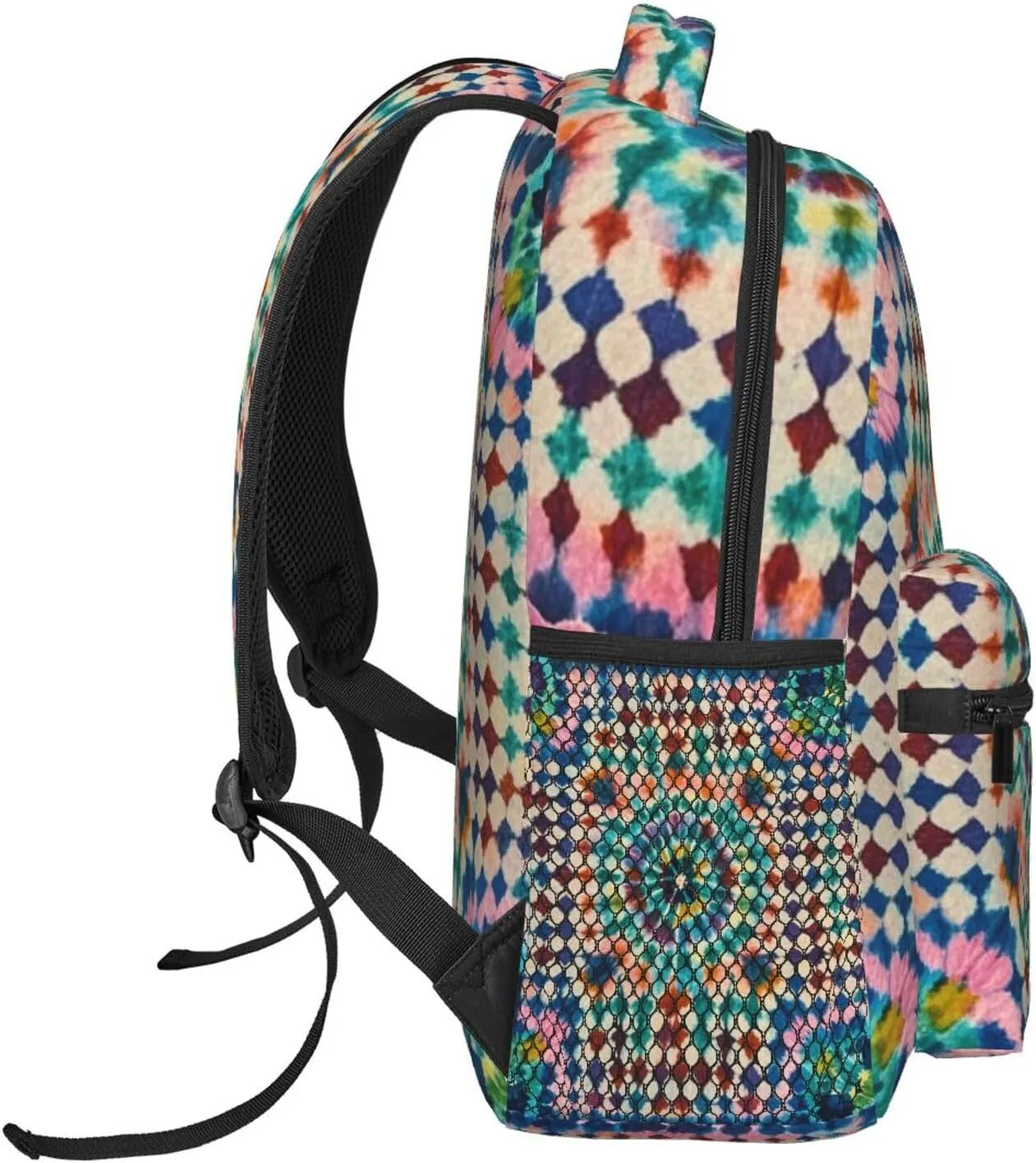 Men Women Lightweight Colorful Tie Dye Art Backpack Large Capacity Bookbag With Smooth Zippers for Gym Business Running