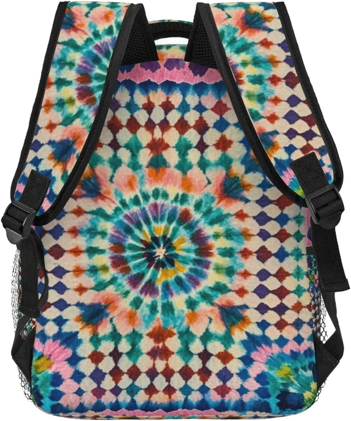 Men Women Lightweight Colorful Tie Dye Art Backpack Large Capacity Bookbag With Smooth Zippers for Gym Business Running