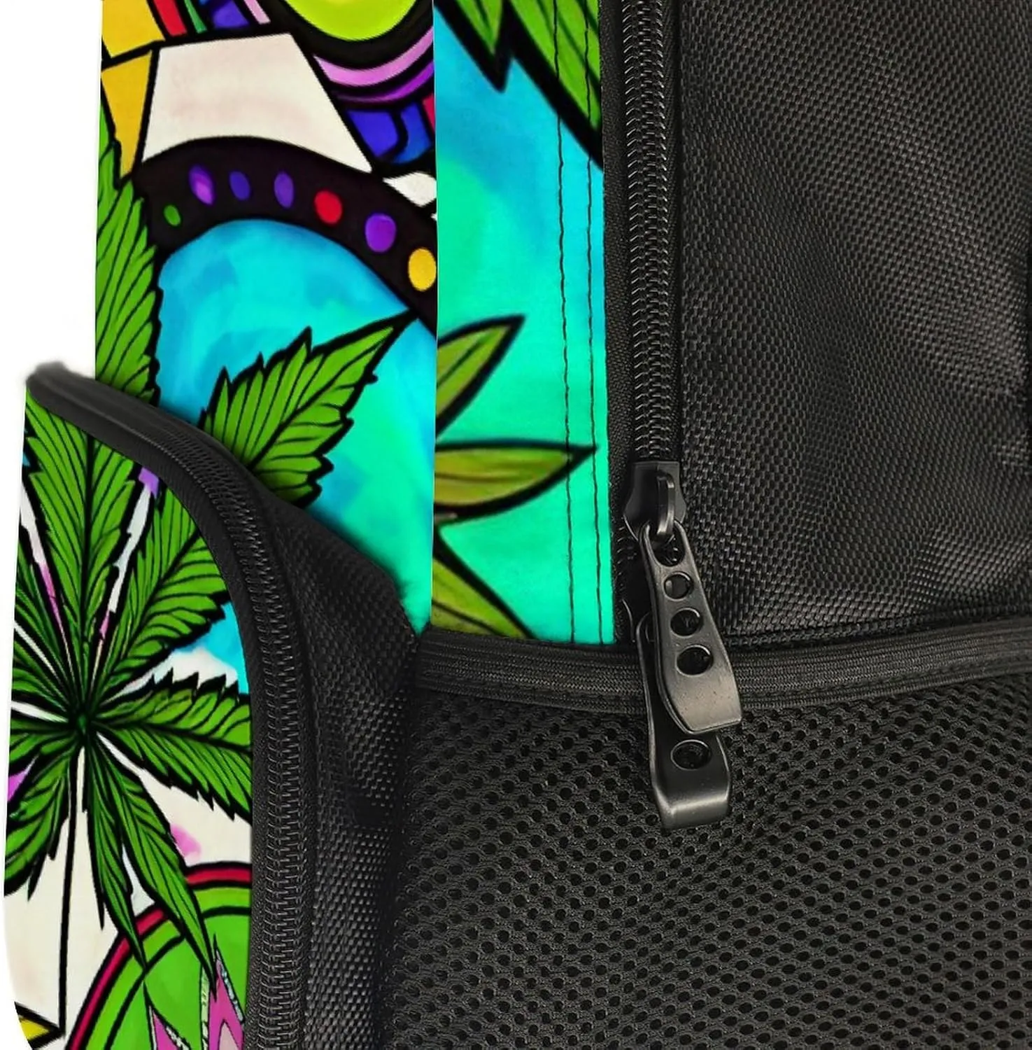 Men Women Lightweight Marijuanaweed Mandala Colorful Art Backpack Large Capacity Bookbag With Smooth Zippers for Gym Business Running