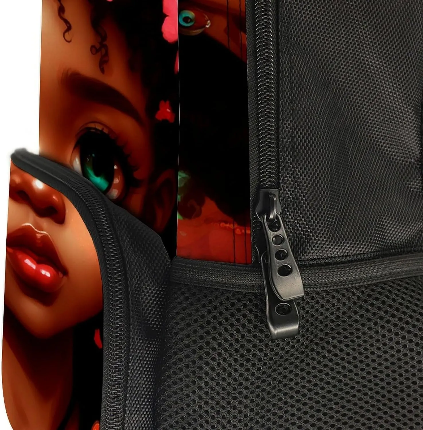 Men Women Polyester African American Women Black Woman Butterfly Flower Art Casual Daypack Large Capacity Carry On Bag With Adjustable Shoulder Straps for Camping Work Running