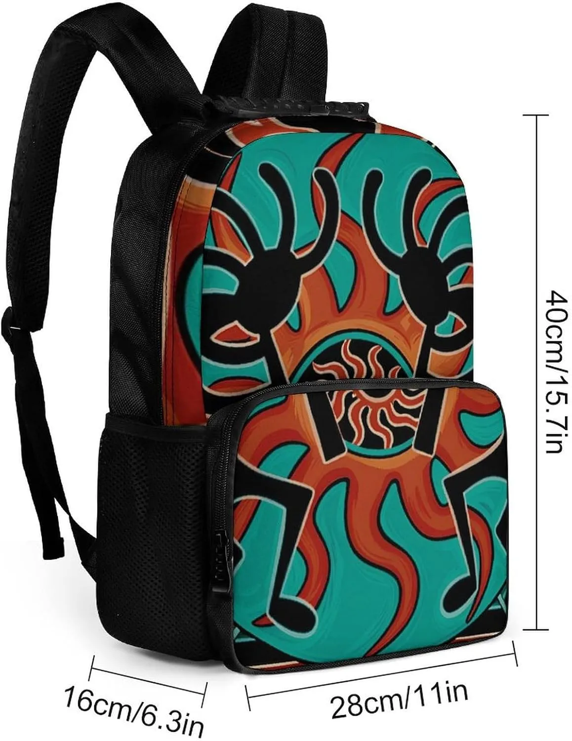 Men Women Polyester Native American Indian Flute Art Daypack Backpack Large Capacity Carry On Bag With Smooth Zippers for Hiking Picnic Walking Cycling