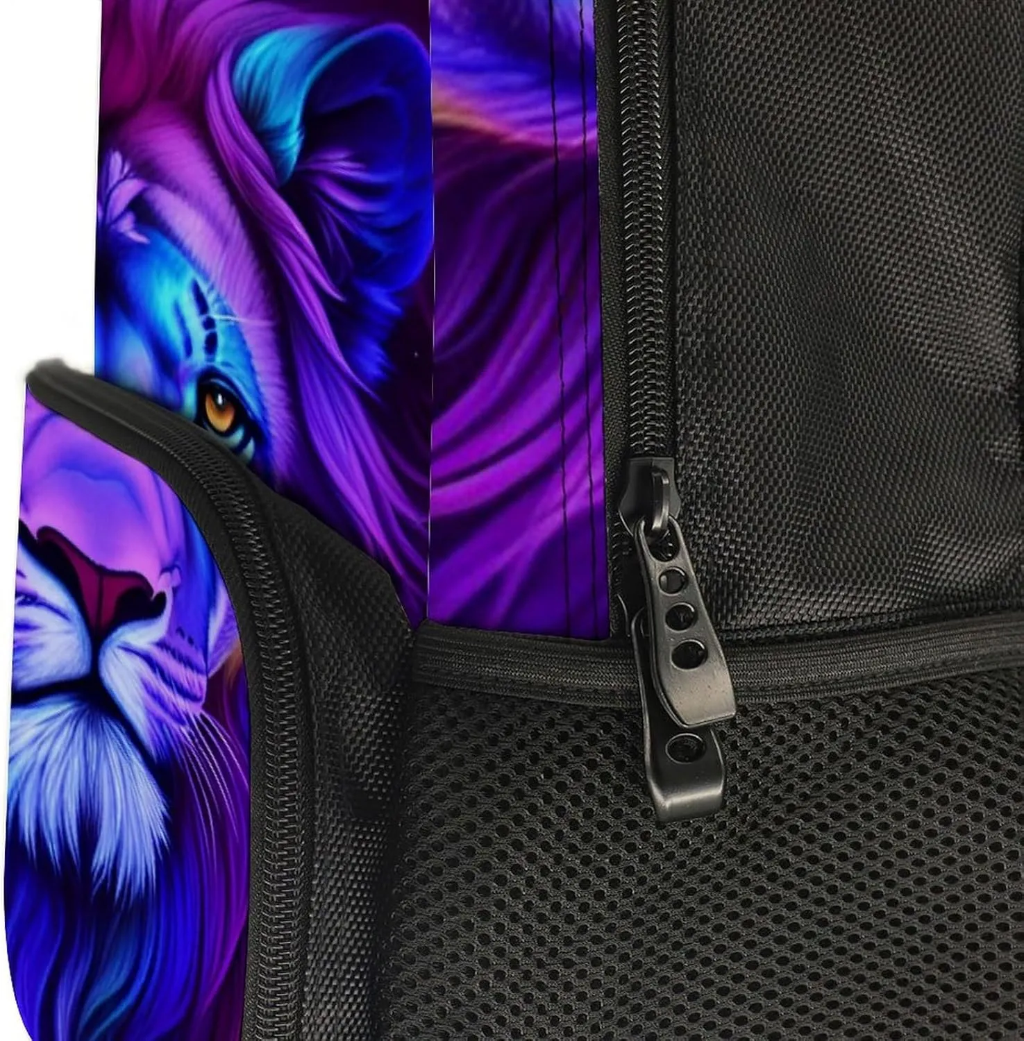 Men Women Polyester Psychedelic Lion Art Daypack Big Capacity Shoulder Bag With Adjustable Shoulder Straps for Camping Travel Walking Cycling