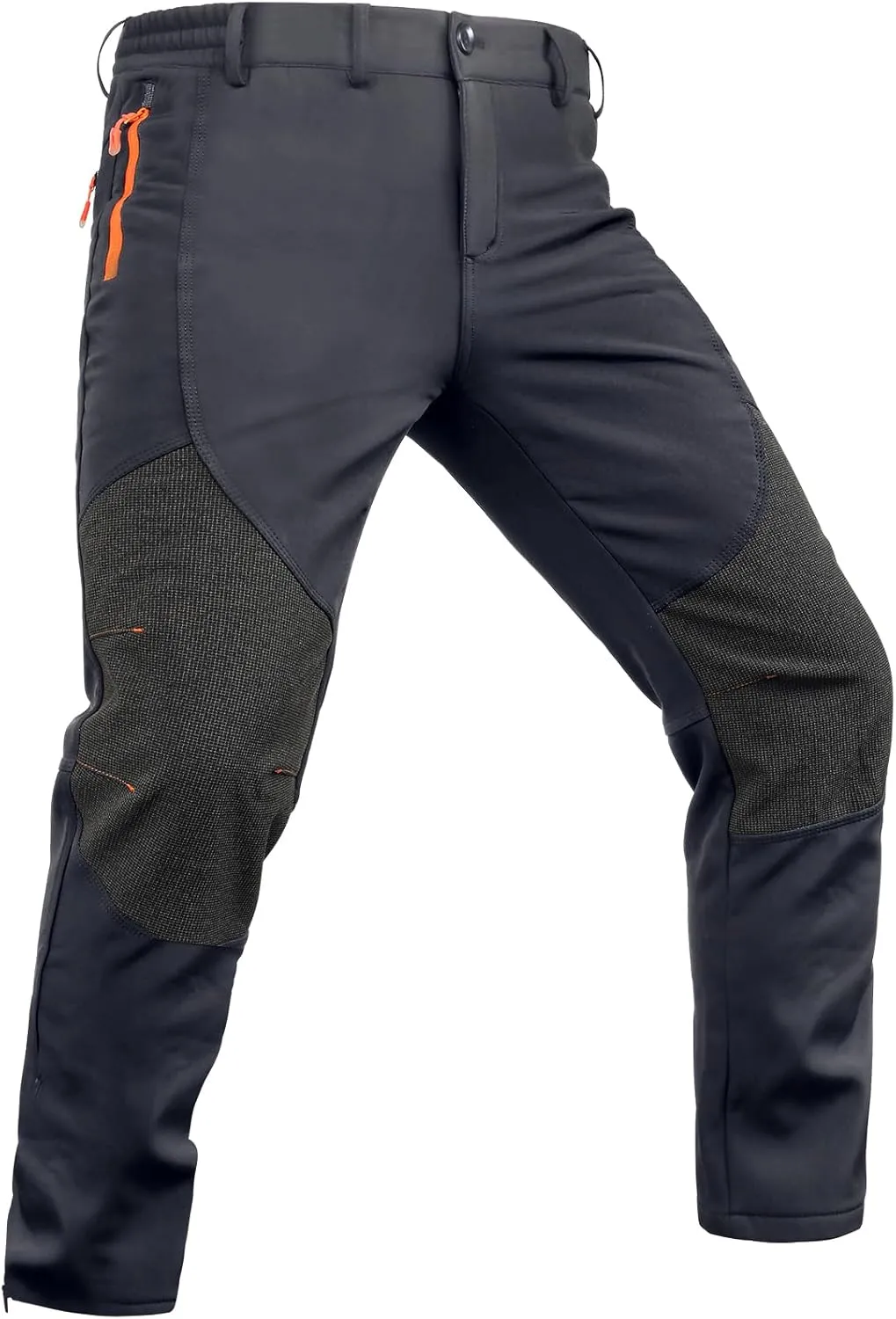 Mens Snow Pants Waterproof, Insulated Fleece Winter Hiking Skiing Snow Pants for Men- Adjustable Waist, Durable Knee Fabric, Convenient Bottom Zipper(Grey, 3830)
