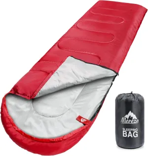 MEREZA Camping Sleeping Bags for Adults Mens 4 Season Warm & Cool Weather Sleeping Bag Backpacking Lightweight Sleeping Bag with Compression Sack