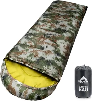 MEREZA Sleeping Bag XL for Adults Mummy Sleeping Bag for Cold Warm Weather 20 Degree Big Tall Men Sleeping Bags Queen Size Woodland Camping Hiking